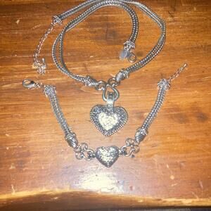 Gorgeous brighton like necklace and Bracelet Set -heart and rhinestone